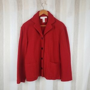 Vintage Jones New York 100% Merino‎ Wool Blazer Sweater Red Size Small